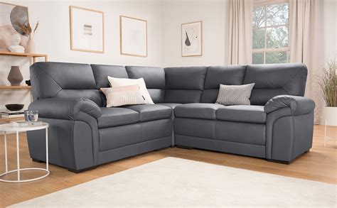 Bromley Grey Leather Corner Sofa | Furniture Choice