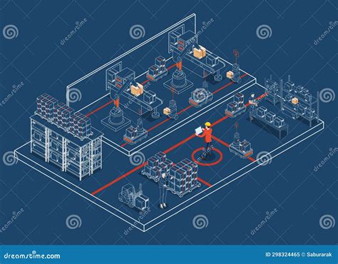 Automated Warehouse Robots and Smart Warehouse Technology Concept with ...