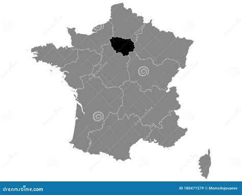 Location Map of Region Ile-de-France Stock Vector - Illustration of ...