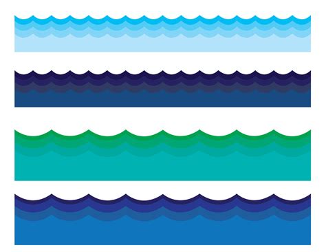 Cartoon water border blue waves free image download