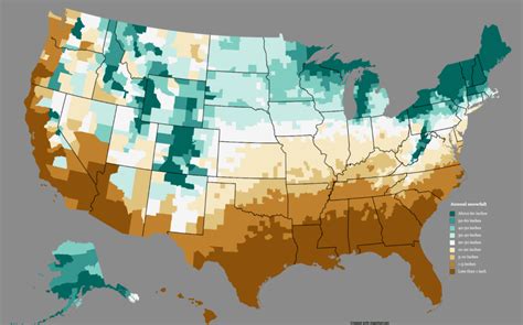 U.S. Average Snowfall Map | Wondering Maps