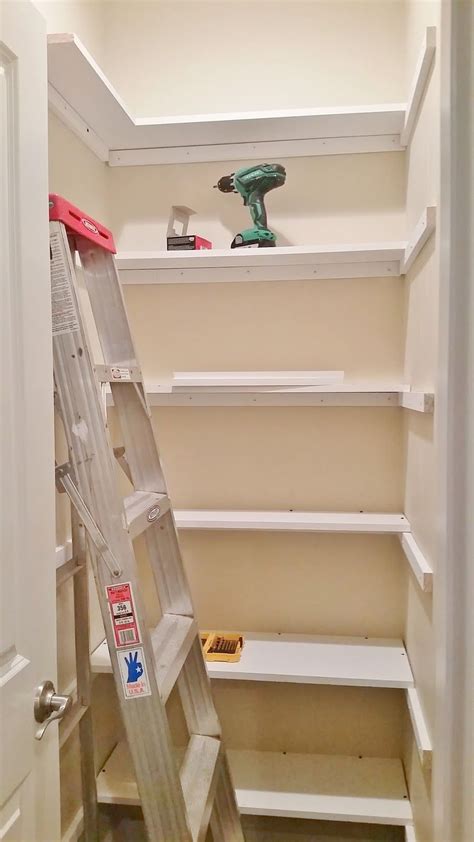 Kitchen Pantry Makeover, Replace wire shelves with wrap around wood ...