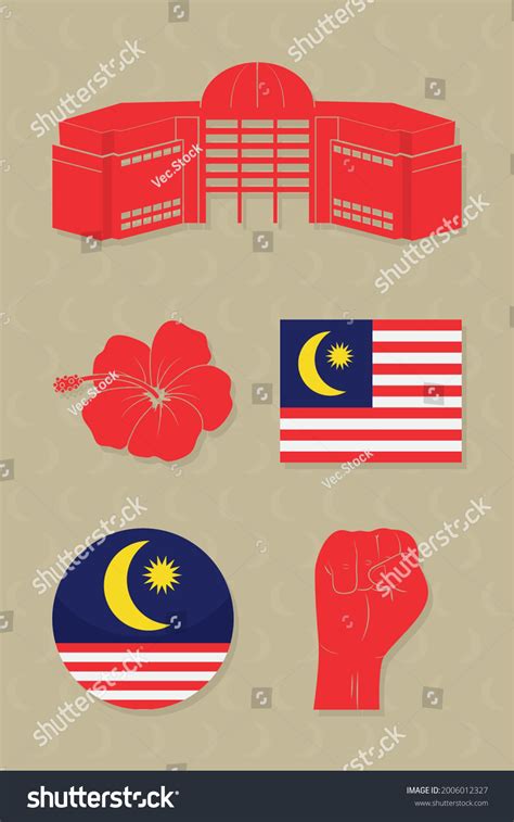 Malaysia Merdeka Symbols Set Design Stock Vector (Royalty Free ...