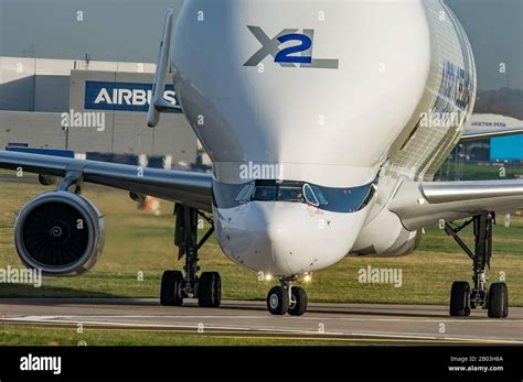 Airbus Beluga XL landing at Airbus Broughton cheshire Stock Photo - Alamy