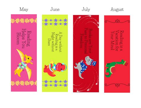 Monthly Dinosaur Bookmarks With Reading Quotes Set of 12 Digital ...