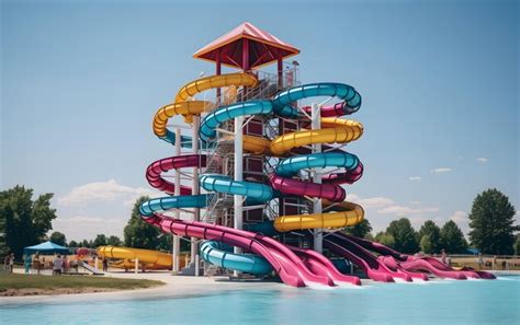 Premium AI Image | Beautiful water park with colorful water slides