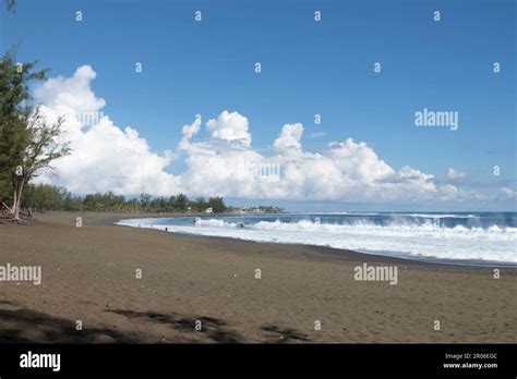 Stunning Beaches of La Réunion Island with black sand and copy space ...