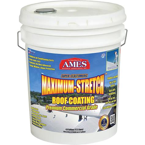 Ames 5 Gal. White Maximum-Stretch Rubber and Acrylic Reflective Roof ...