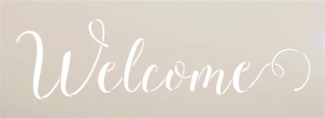 Welcome Stencil by StudioR12 Sunny Cursive Script Word Art Reusable Mylar Template Paint & Craft ...