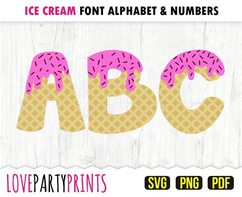 ICE CREAM FONT Svg Png and Pdf Files 300dpi High Quality - Etsy