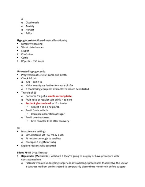 AH30 - notes - o o Diaphoresis o Anxiety o Hunger o Pallor Hypoglycemia ...