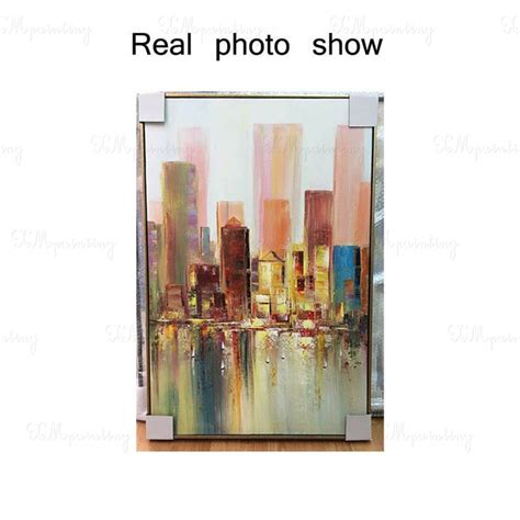 Hong Kong cityscape abstract painting canvas wall art pictures | Etsy