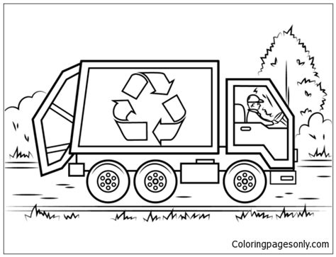 Recycling Truck Coloring Page - Free Printable Coloring Pages