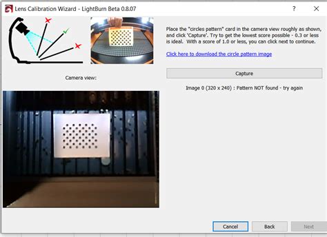 Camera Len Calibration - Pattern not found - LightBurn Software ...