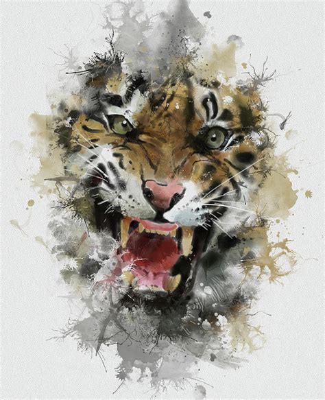 Angry Tiger Abstract Digital Art by Bekim M - Fine Art America