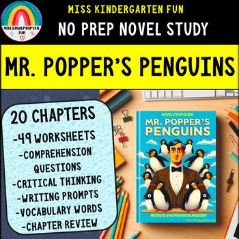 Mr. Popper's Penguins Novel Study Comprehension Questions Vocabulary ...