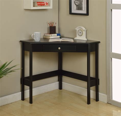 Keira Home & Office Corner Workstation Computer Desk, Black Wood, With ...