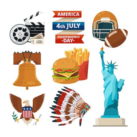 Premium Vector | Culture objects of americans usa.