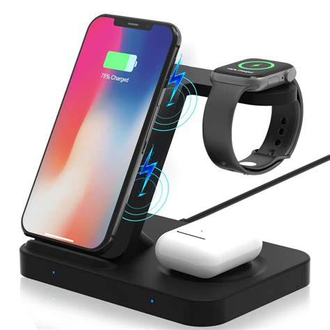 Wireless Charger, 3 in 1 Qi 15W Fast Charging Station Fit for iWatch ...