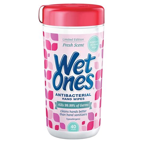 Wet Ones Fresh Scent Antibacterial Hand and Face Wipes Canister, 40 ...