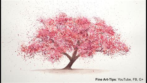 How to Paint a Cherry Tree in Watercolor - Splatter Painting Trees ...