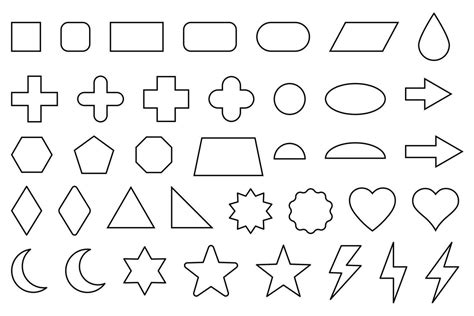 Basic shape outline set. Simple geometry shapes set. Geometric ...