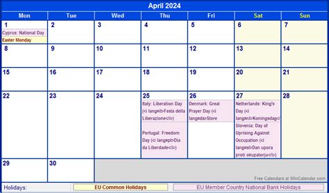 April Calendar 2024 National Days Top Amazing Famous - January 2024 ...