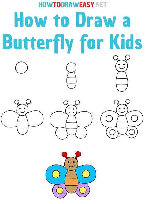 How to Draw a Butterfly step by step | Drawing lessons for kids ...