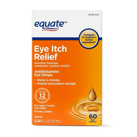 Equate Antihistamine Eye Drops Eye Itch Relief, 60 day supply, 0.34 oz ...