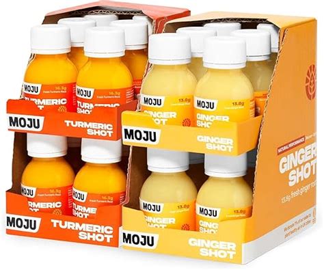 MOJU Health Shots - Vitality Pack (24x60ml), 12x Ginger & 12x Turmeric ...