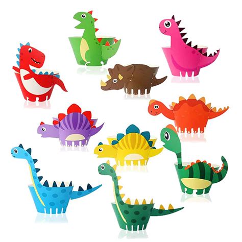 10pcs Cute Dinosaur Cupcake Wrappers For Kids Birthday Party ...