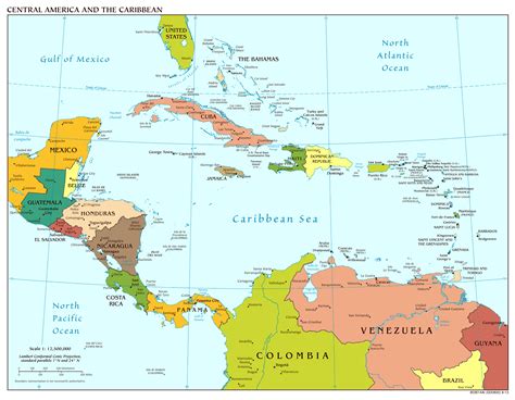 Large scale political map of Central America with major cities and ...