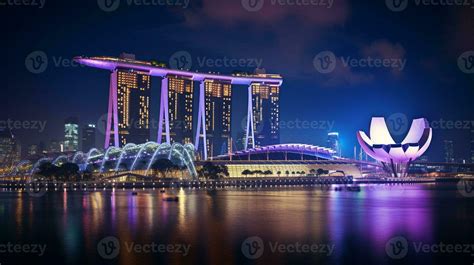 Night view of Marina Bay Sands. Generative AI 32977830 Stock Photo at ...