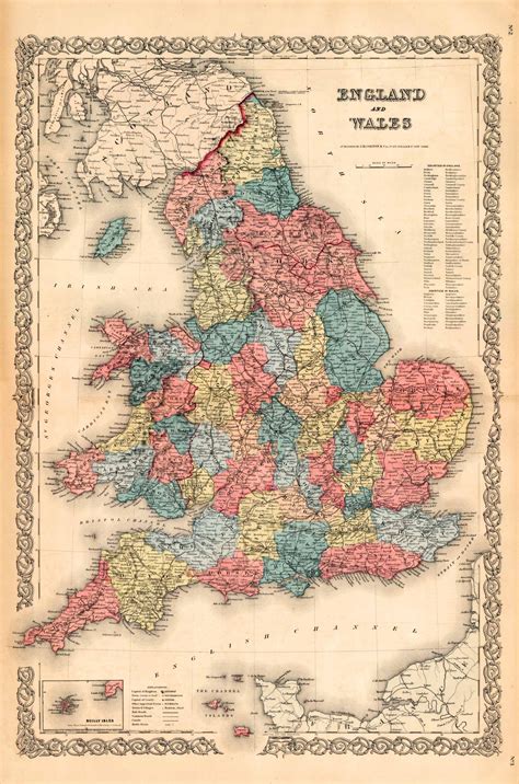 Old map of England by Joseph Colton - Art Source International