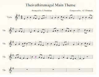 Deiva Thirumagal Theme Music Violin Notes - Theme Image