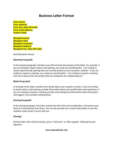 Sample Business Letter Format