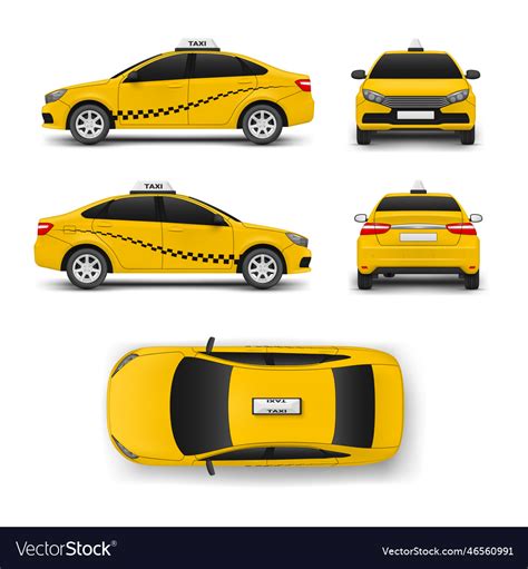 Taxi car yellow cab automobile passenger city Vector Image