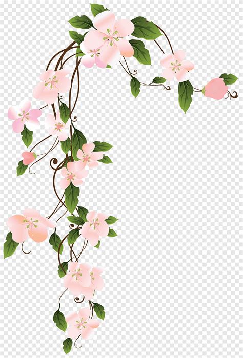 Pink petaled flower layout, Flower Borders and Frames, Painting, flower ...