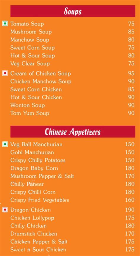 Rice Restaurant Menu, Menu for Rice Restaurant, T. Nagar, Chennai, Chennai