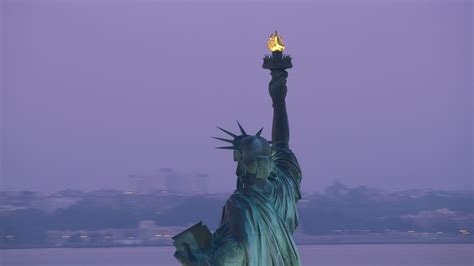 New York City circa-2017, Aerial view of Statue of Liberty with Upper ...