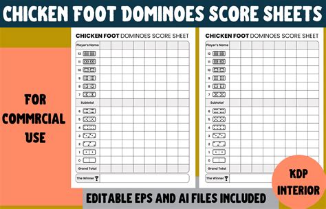 Chicken Foot Dominoes Score Sheets Graphic by Cool Worker · Creative ...