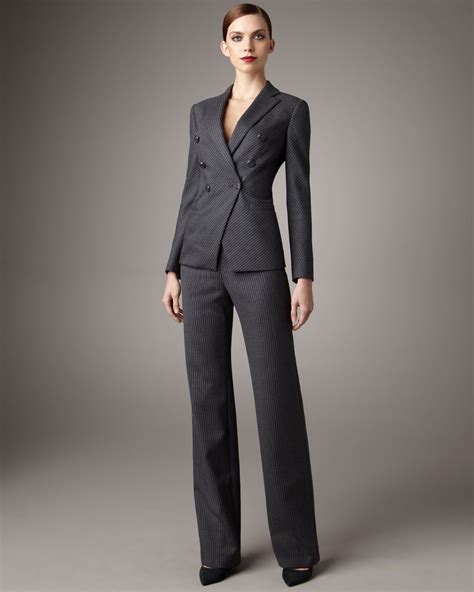 Armani Pinstripe Suit | Pantsuits for women, Womens fashion casual chic ...