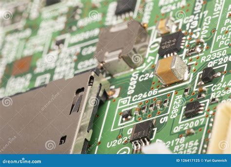 Electronic Board. the Board Features Elements: Chips, Diodes ...