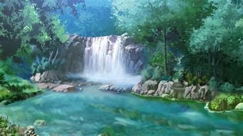 Anime Landscape: Waterfall (Anime Background)