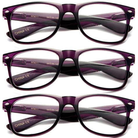 3 Pairs Womens Reading Glasses Oversized Big Frame - Dark Purple +2.75 ...