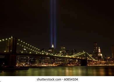 Downtown Manhattan Twin Tower Light Beams Stock Photo 60854104 ...