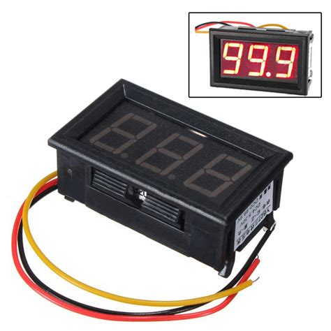 DC 3 Wire LED Digital Display Panel Volt Meter Voltage Voltmeter Car ...