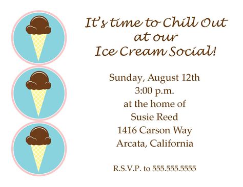 Ice Cream Social Invitation 4.25x5.5 Ice Cream, Sundae, or Cones Ice ...