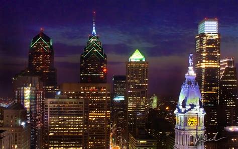 Philly Skyline 2008 - Night by barefootphotography on DeviantArt