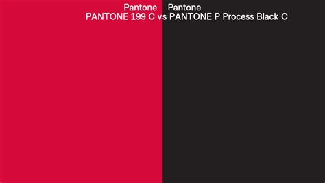 Pantone 199 C vs PANTONE P Process Black C side by side comparison